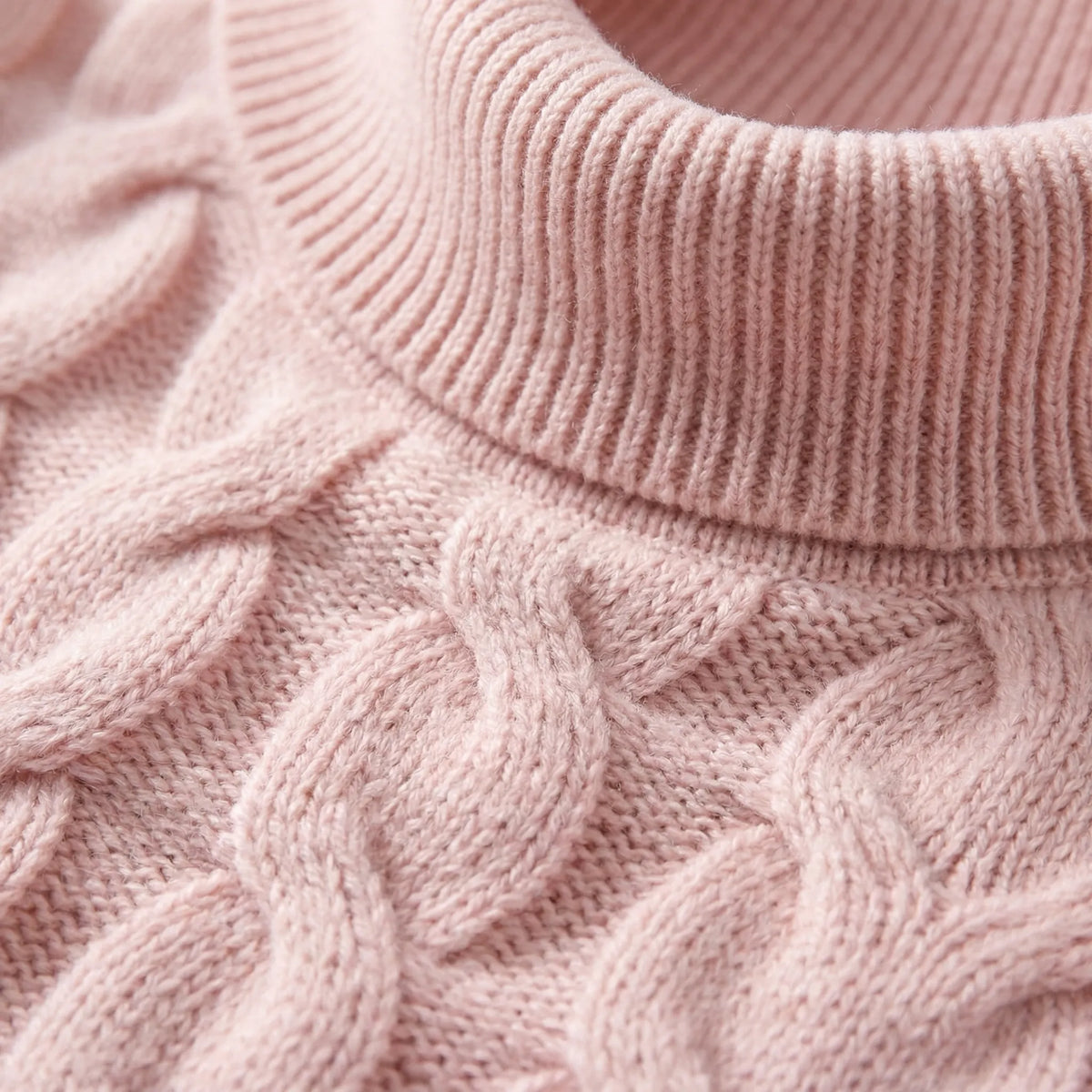 Women's Cable-Knit Jumper- Roll Neck and Ribbed Trim
