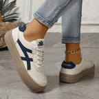 Women's Retro Sneakers - Lace-Up Everyday Shoes