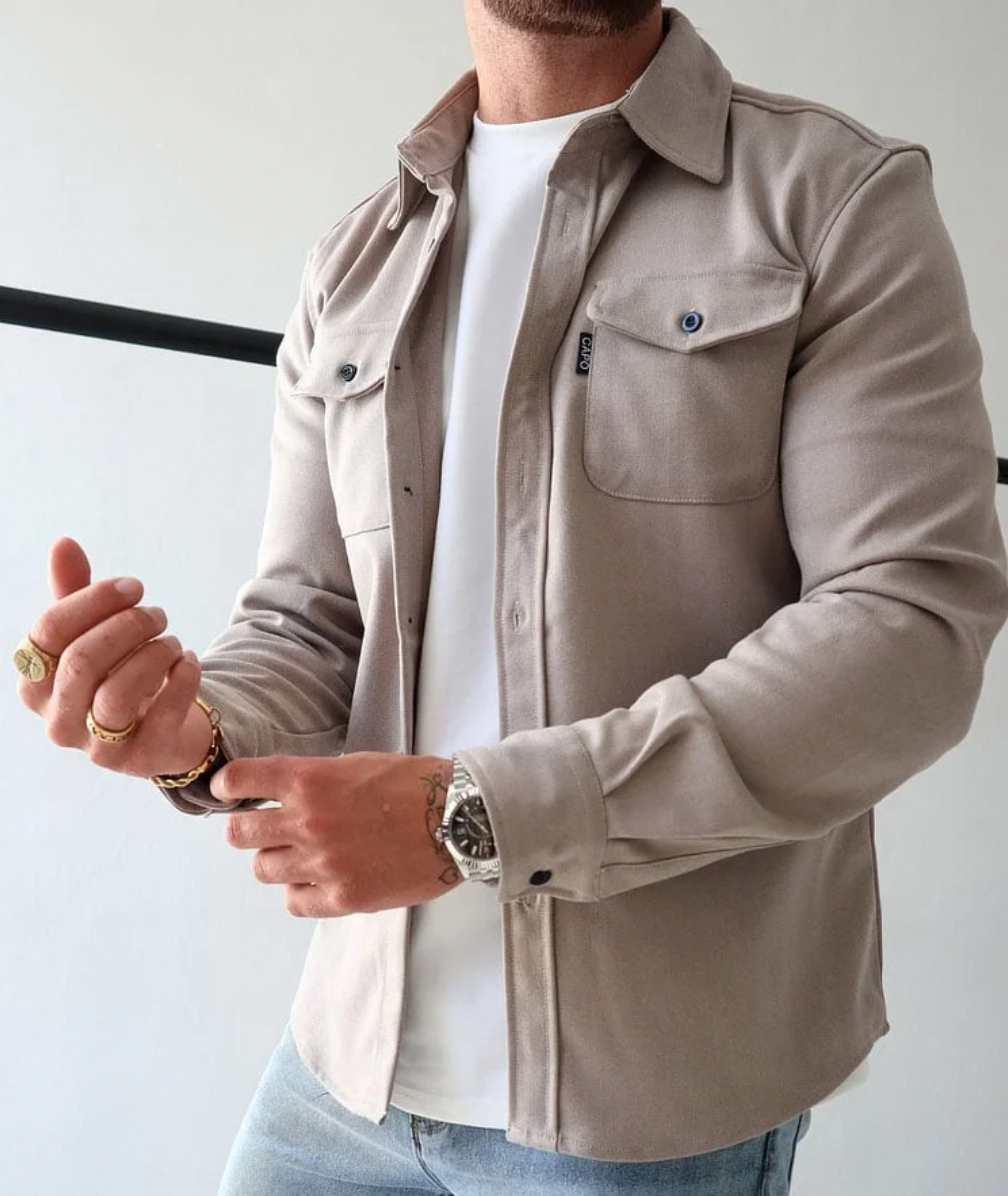 Men's Overshirt - Button-Front Utility Shirt