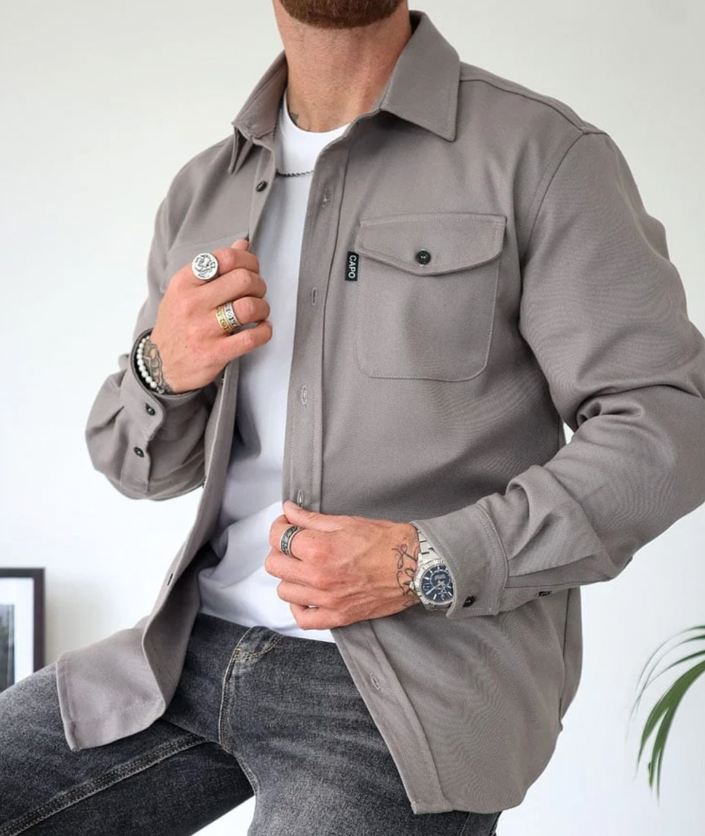 Men's Overshirt - Button-Front Utility Shirt
