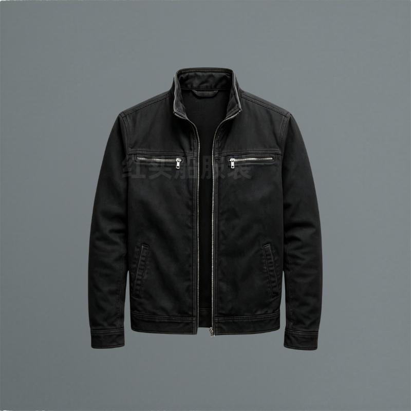 Men's Zip-Up Jacket - Stand-Collar Utility Outerwear