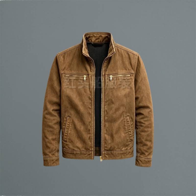 Men's Zip-Up Jacket - Stand-Collar Utility Outerwear