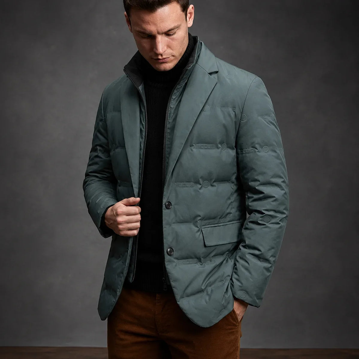 Men's Quilted Puffer Jacket - Ribbed-Cuff Zip-Up Outerwear