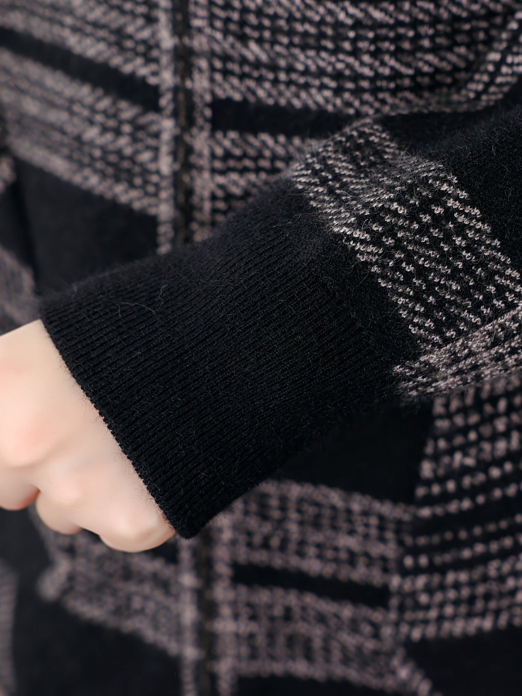 Women's Checked Hooded Jacket - Zip-Up Outerwear