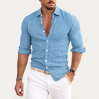 Arvin open-collar linen shirt
