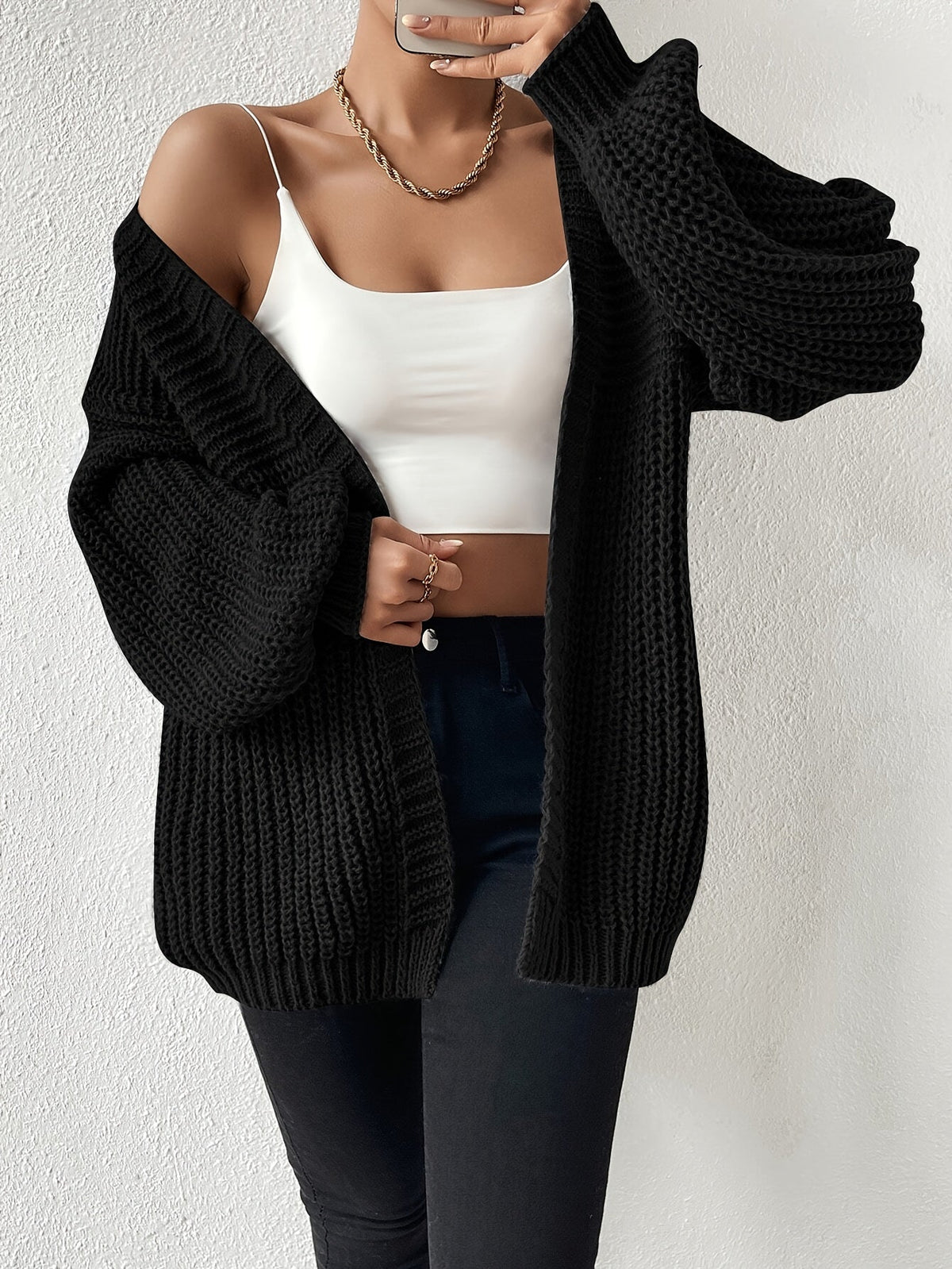 Women's Chunky-Knit Cardigan - Open Front