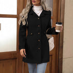 Women's Belted Trench Coat - Mid-Season Button-Front Jacket