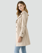Women's Slim-Fit Trench Coat - Lapel Mid-Season Jacket
