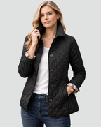 Women's Quilted Jacket - Button-Front Mid-Season Coat