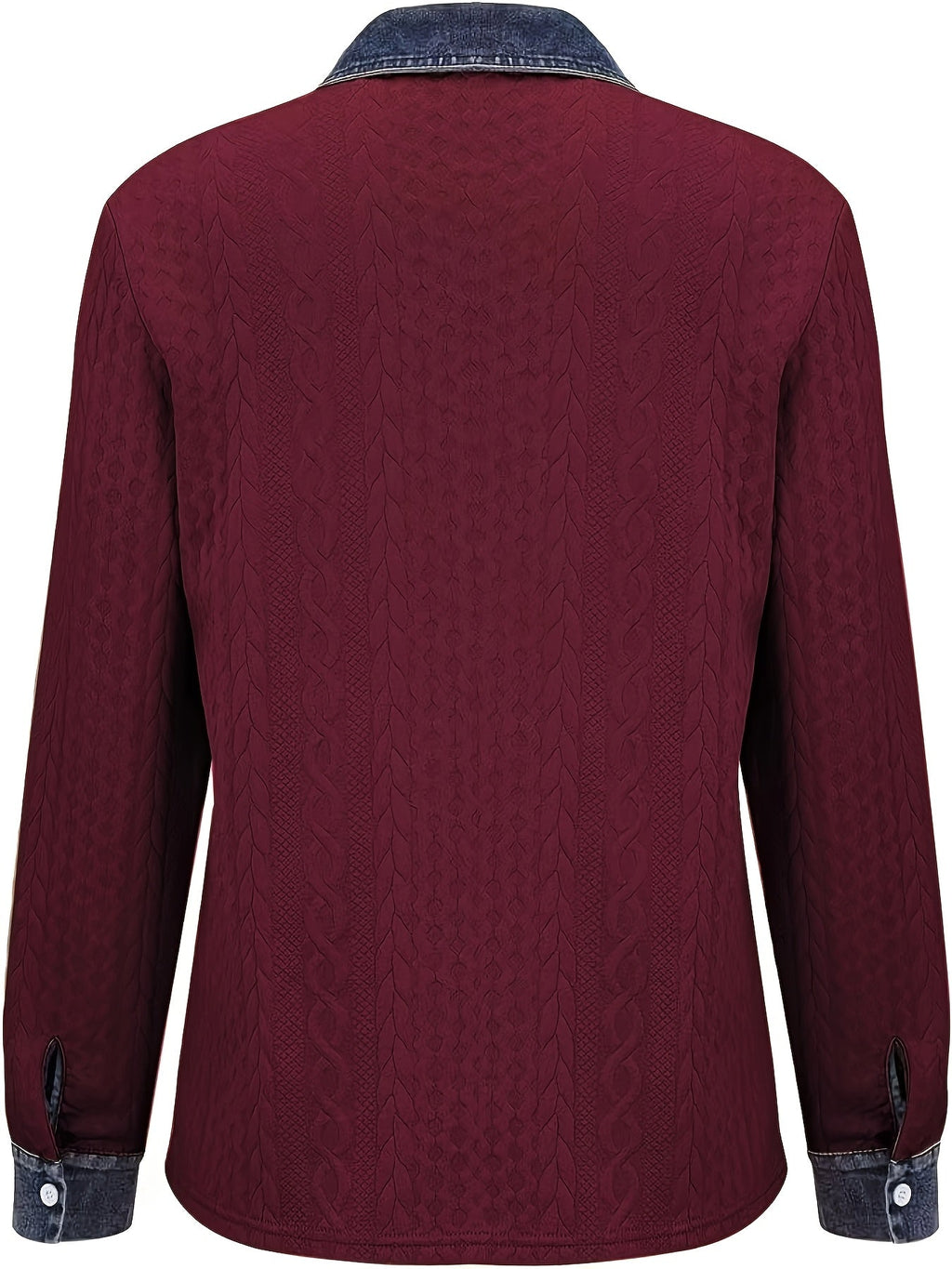 Women's Cable-Knit Cardigan - Contrast Collar Button-Front Knitwear