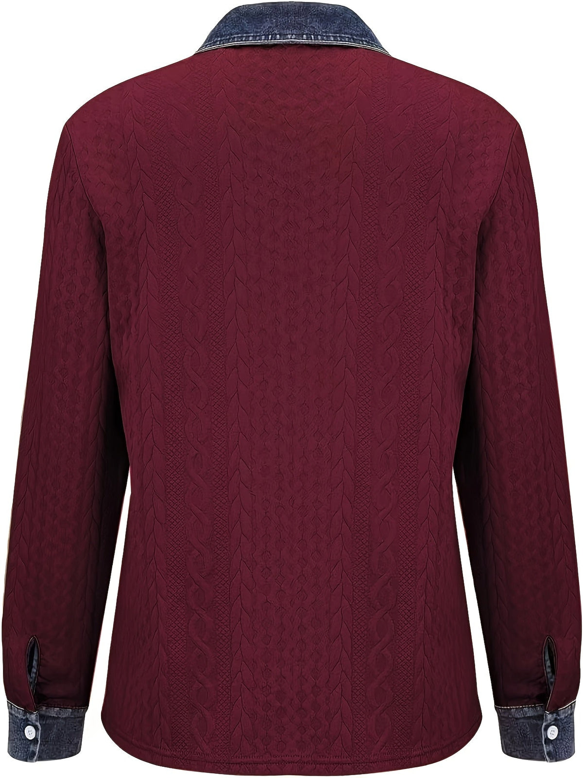 Women's Cable-Knit Cardigan - Contrast Collar Button-Front Knitwear