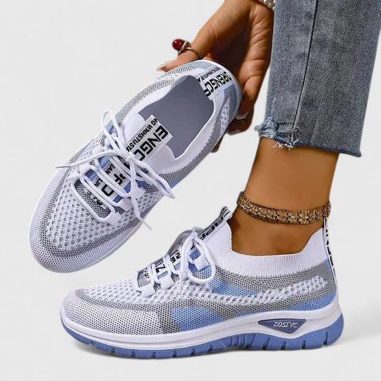 Women's Lace-Up Trainers - Colour-Panel Everyday Shoes