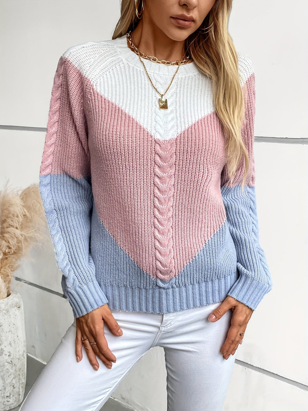 Women's Colour-Block Knit Jumper