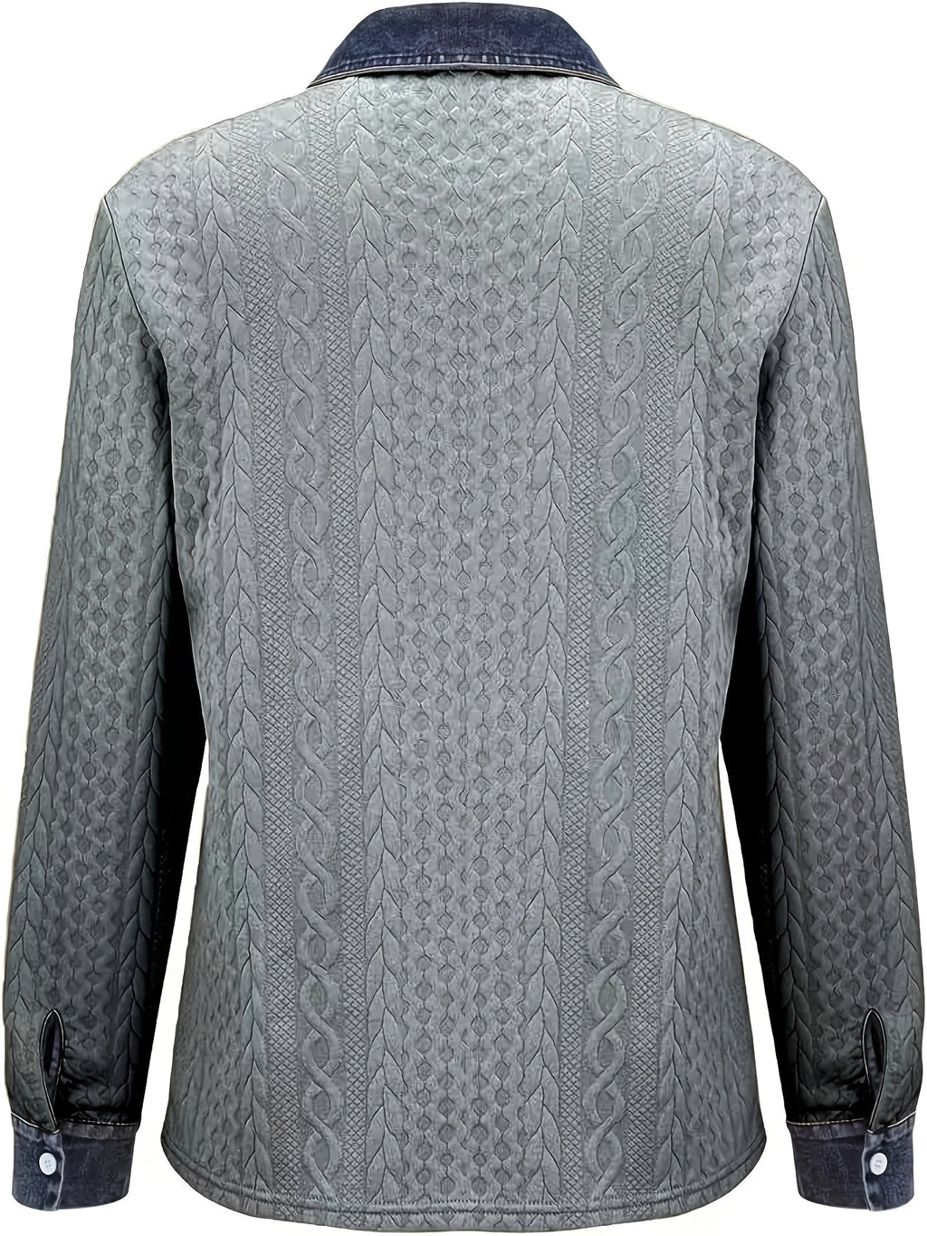 Women's Cable-Knit Cardigan - Contrast Collar Button-Front Knitwear