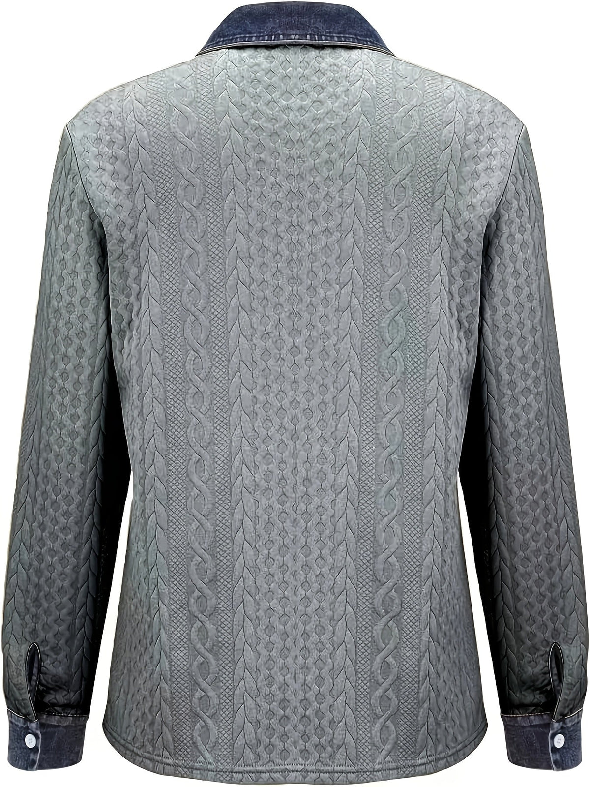 Women's Cable-Knit Cardigan - Contrast Collar Button-Front Knitwear