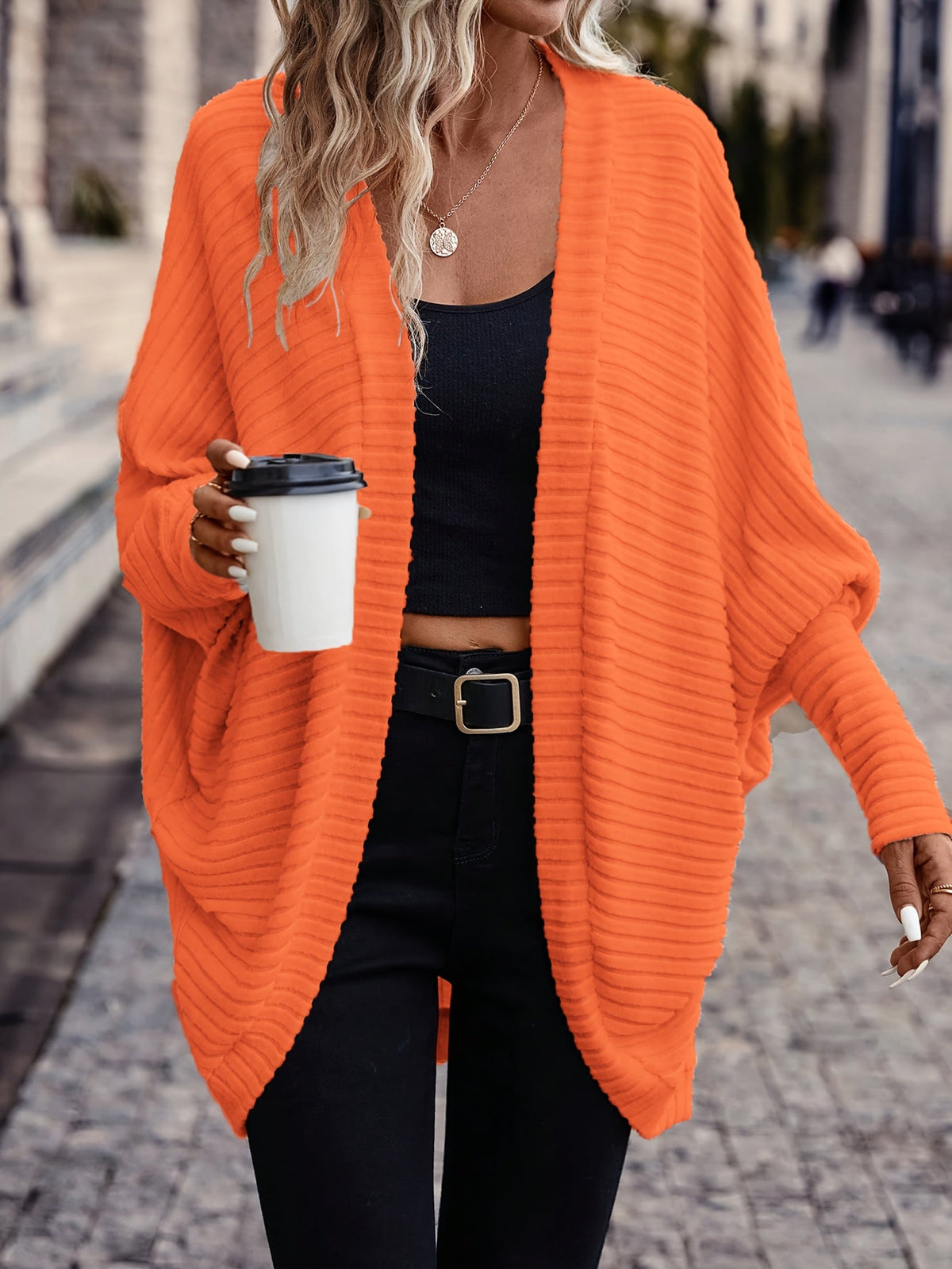 Women's Long Open-Front Cardigan - Relaxed Fit