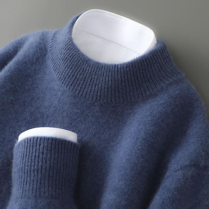 Women's Mock-Neck Jumper- Fine Knit with Ribbed Trim