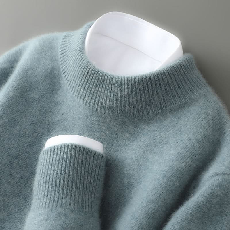 Women's Mock-Neck Jumper- Fine Knit with Ribbed Trim