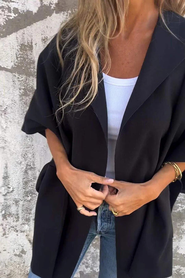 Women's Oversized Cape Coat- Notched Collar