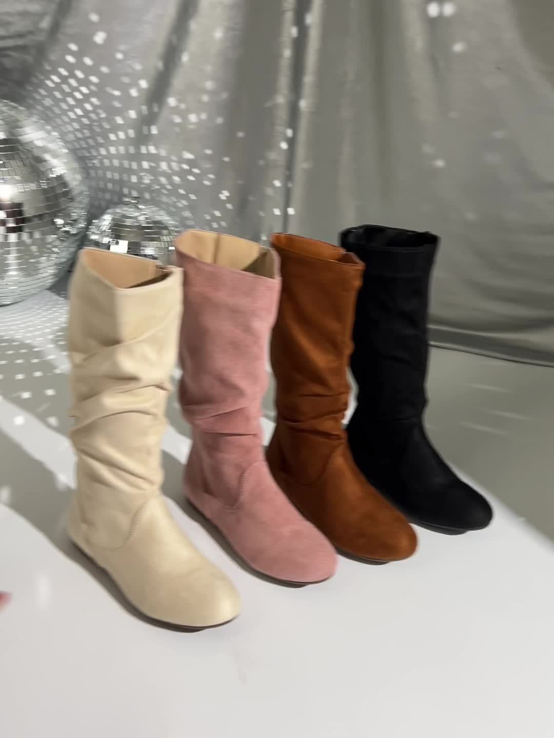 Women's Mid-Calf Boots- Slouch Shaft
