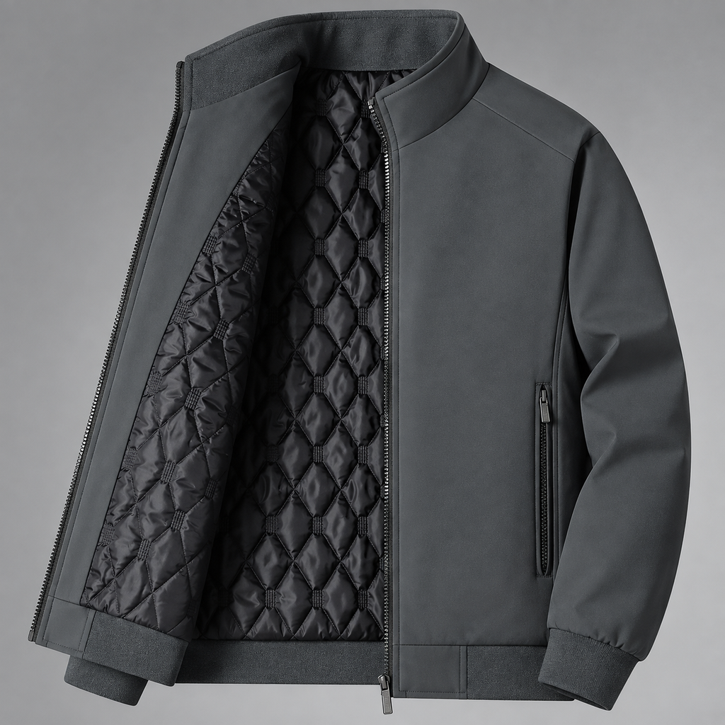 Men's Rain Jacket- Hooded Zip Front and Drawcord