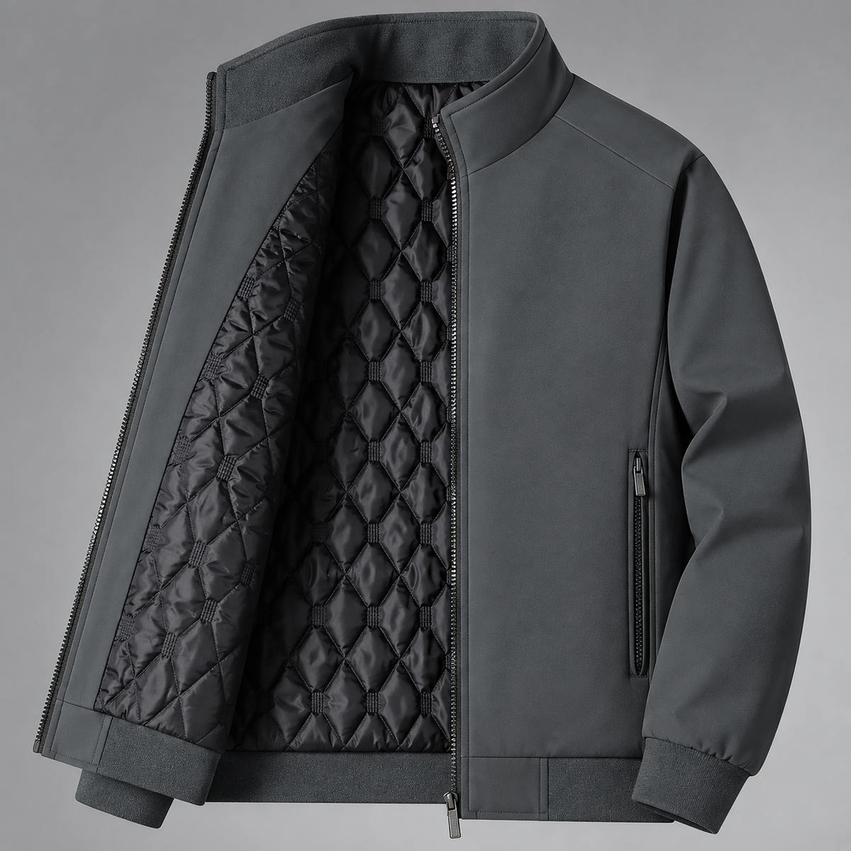 Men's Rain Jacket- Hooded Zip Front and Drawcord