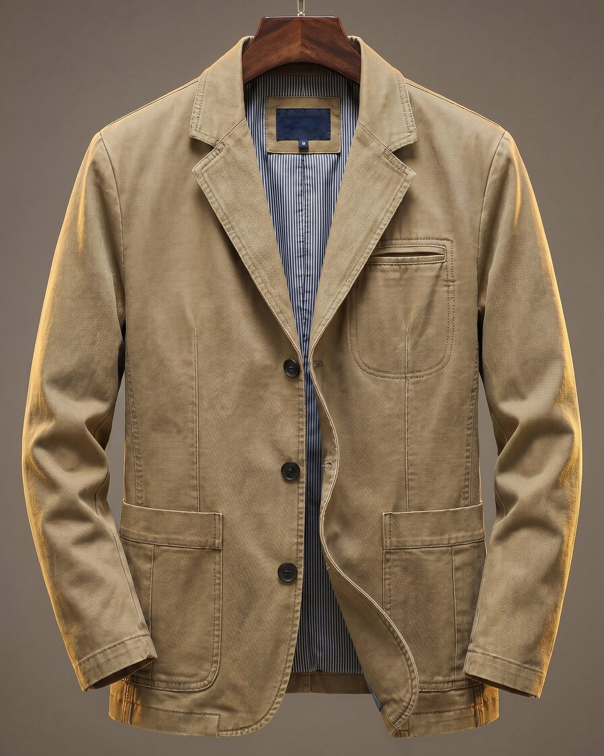 Men's Washed Denim Blazer - Notched-Lapel Jacket