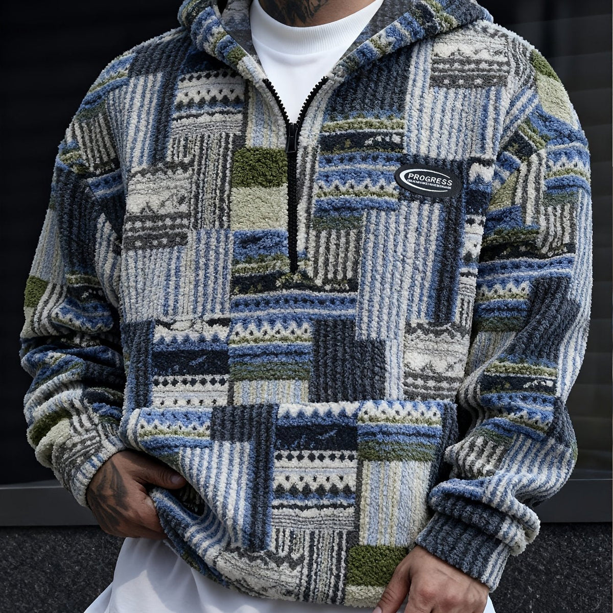 Men's Patterned Quarter-Zip Jumper