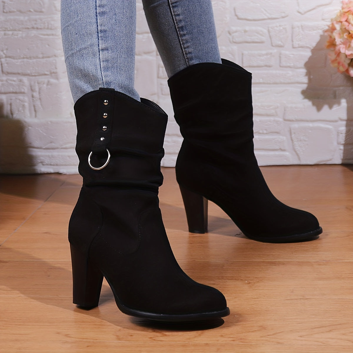 Women's Western Ankle Boots - Slouch Shaft