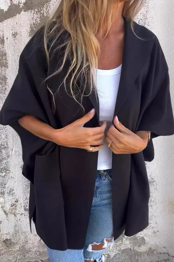Women's Oversized Cape Coat- Notched Collar