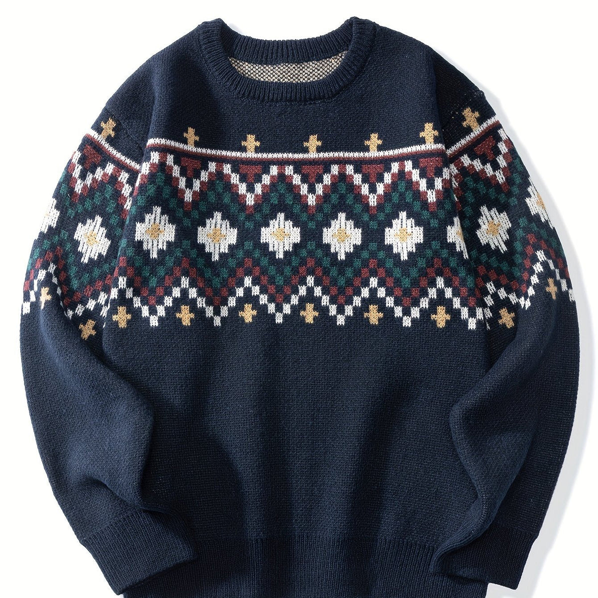 Men's Patterned Jumper - Crew Neck Knitwear