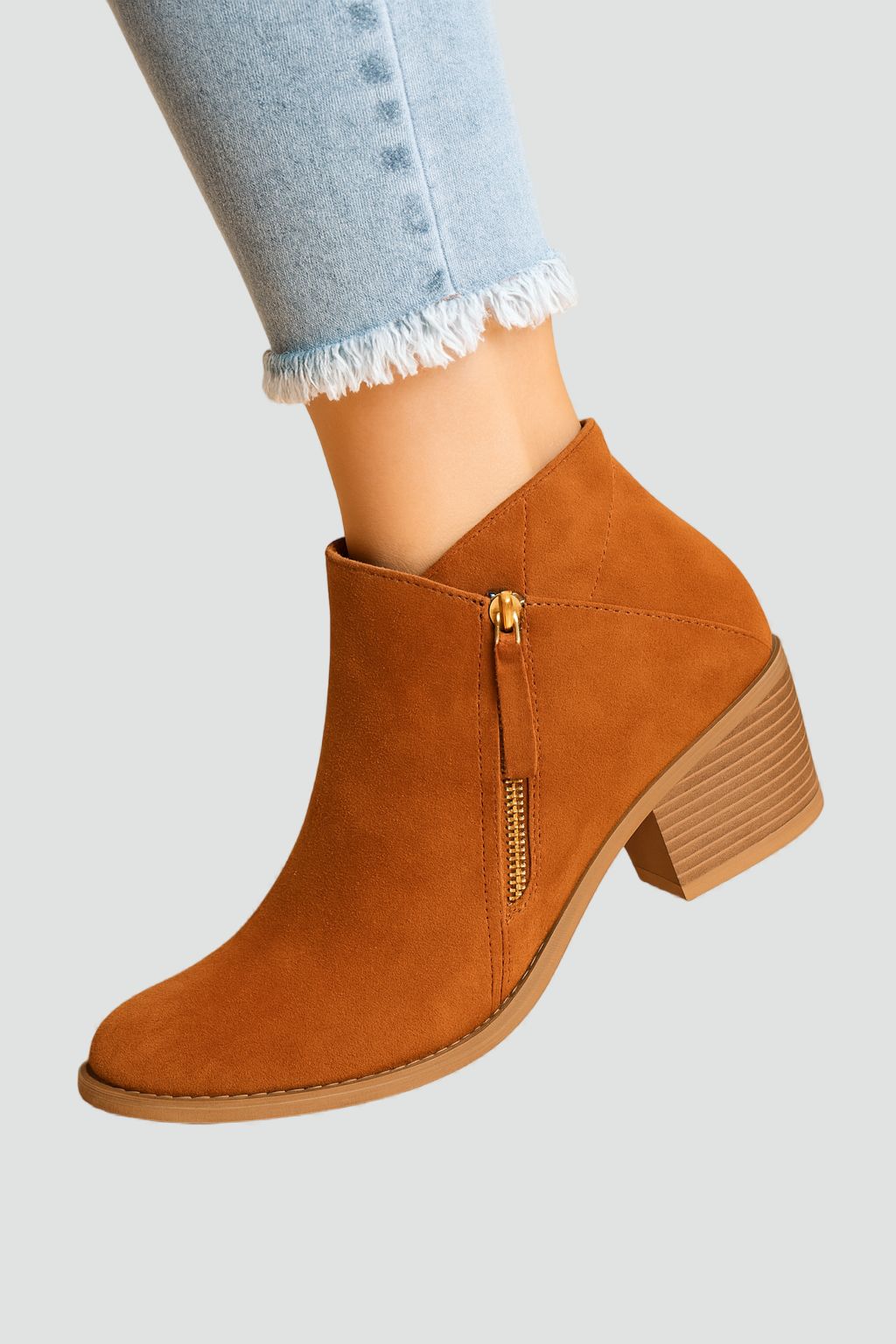 Women's Block-Heel Ankle Boots - Side-Zip Shoes