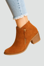Women's Block-Heel Ankle Boots - Side-Zip Shoes