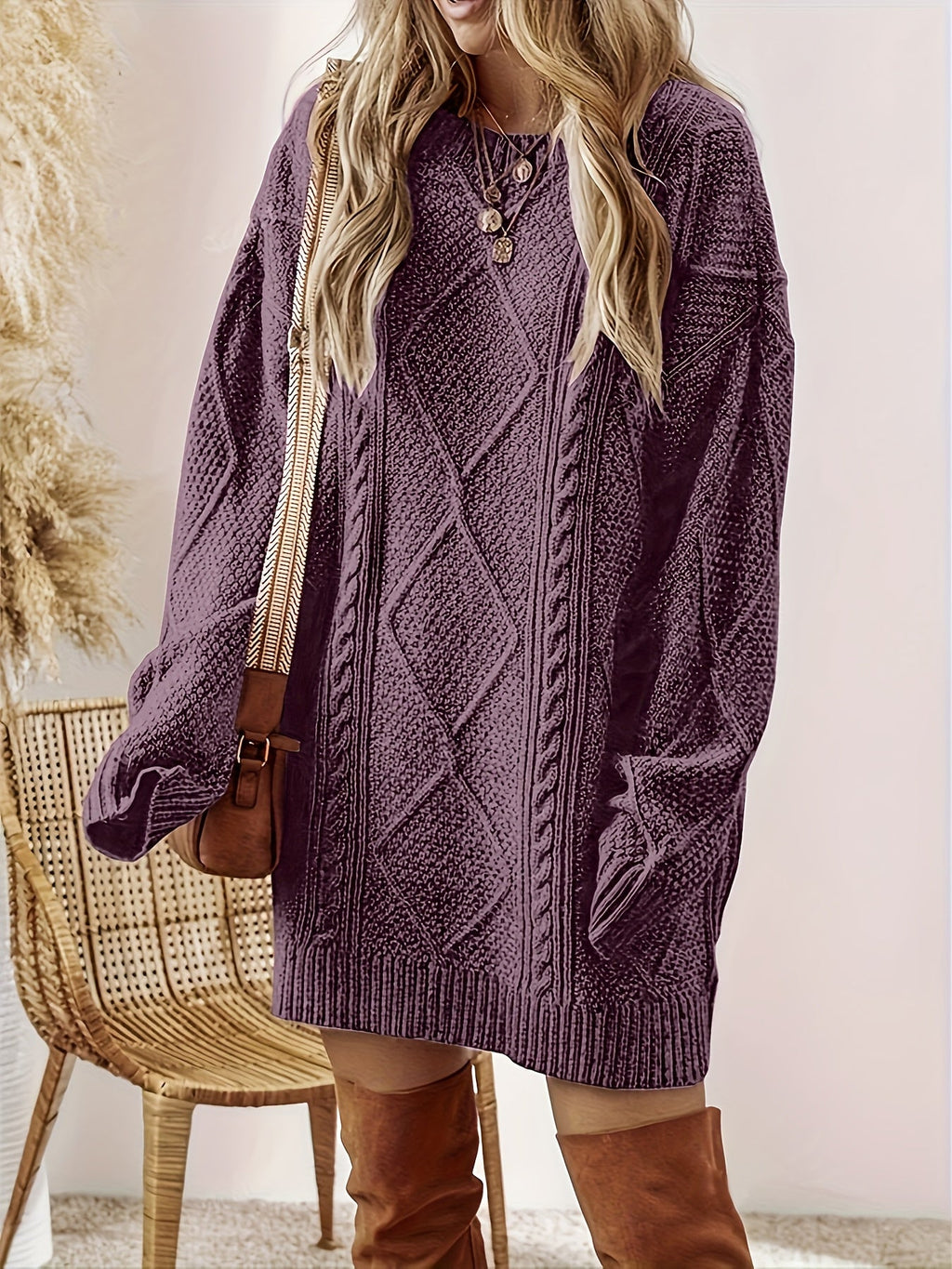 Women's Cable-Knit Jumper Dress