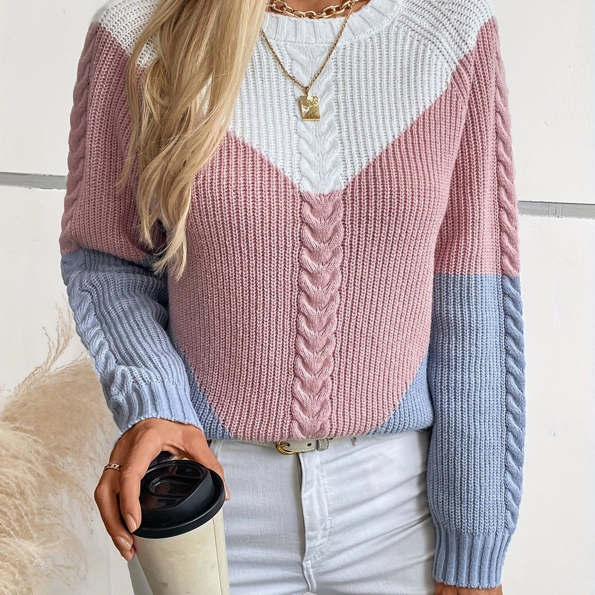 Women's Colour-Block Knit Jumper