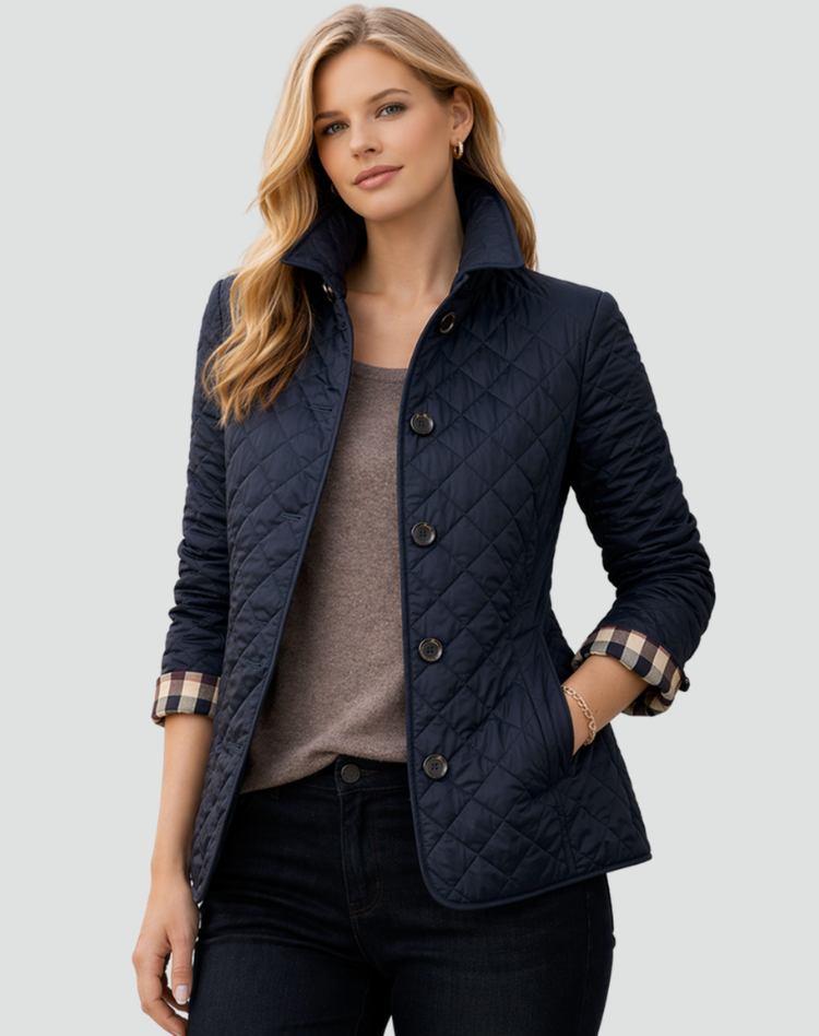Women's Quilted Jacket - Button-Front Mid-Season Coat