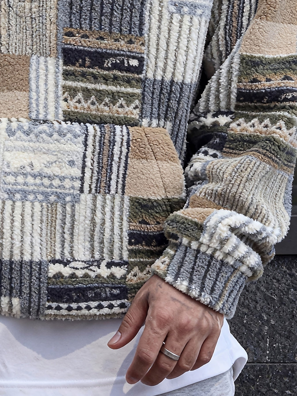 Men's Patterned Quarter-Zip Jumper