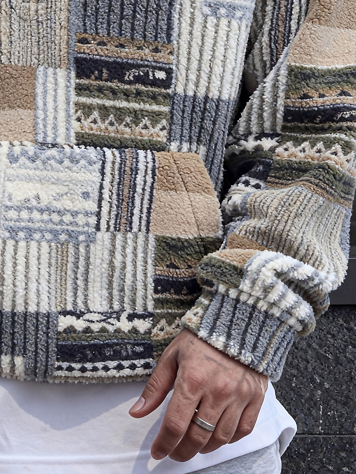 Men's Patterned Quarter-Zip Jumper