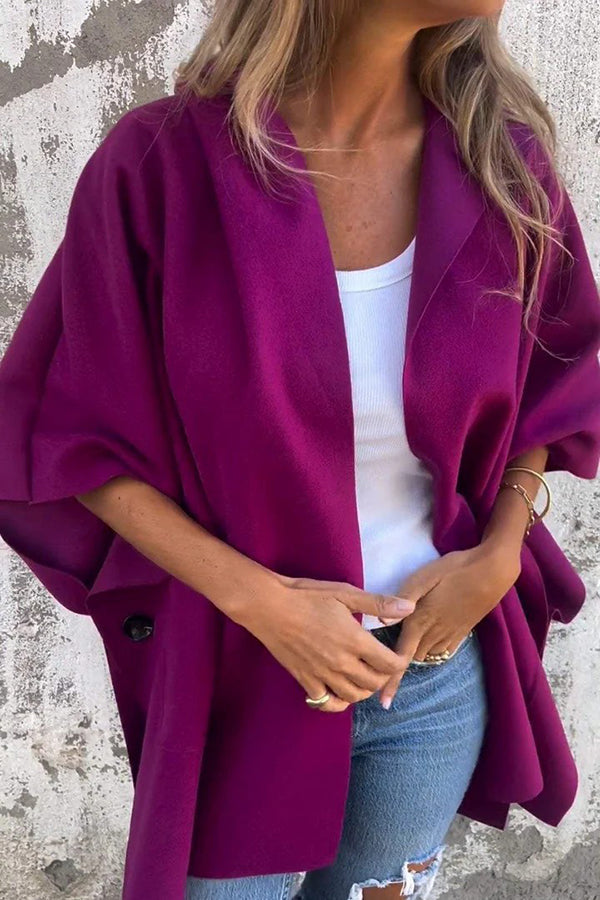 Women's Oversized Cape Coat- Notched Collar