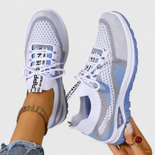 Women's Lace-Up Trainers - Colour-Panel Everyday Shoes