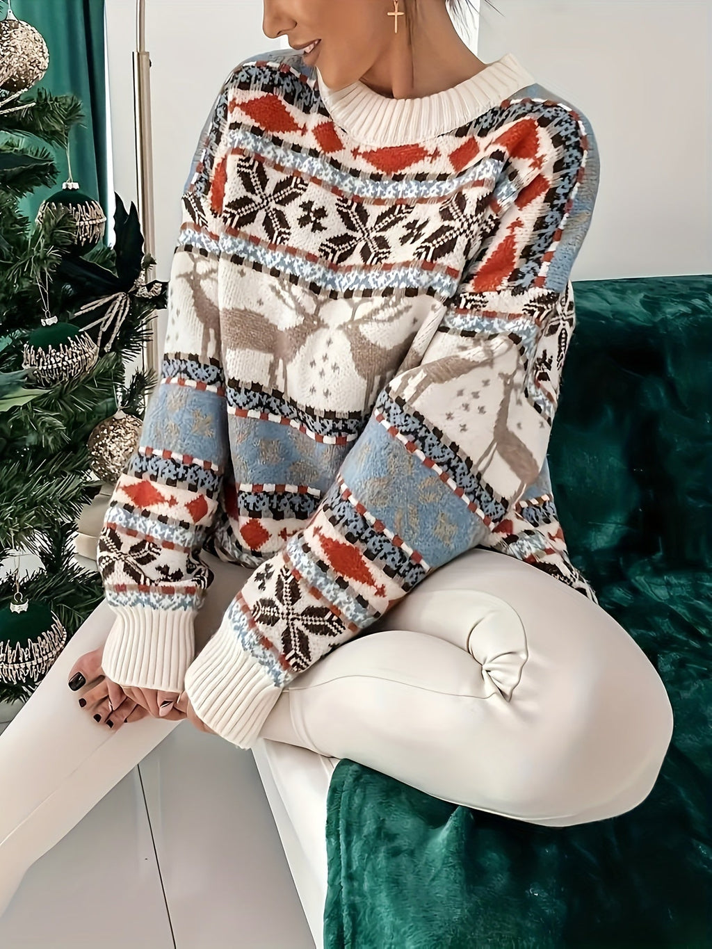 Women's Fair Isle Jumper- Geometric Patterned Knit