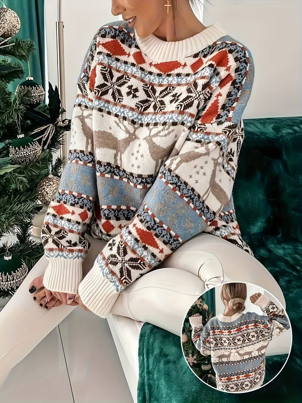 Women's Fair Isle Jumper- Geometric Patterned Knit