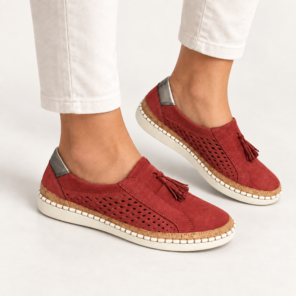Emma women's slip-on shoes in red