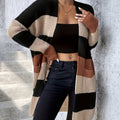 Women's Colour-Block Cardigan - Longline Open-Front Knitwear