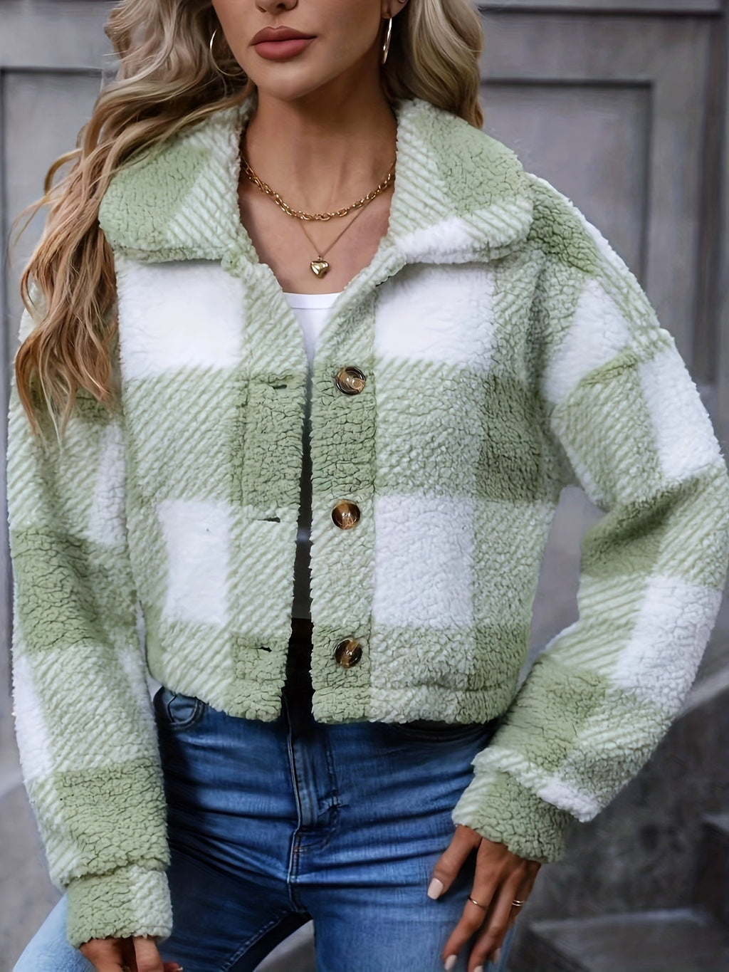 Women's Cropped Check Jacket