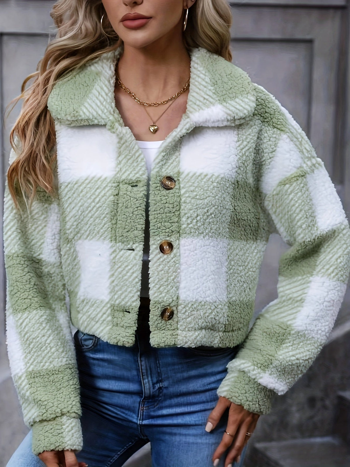 Women's Cropped Check Jacket