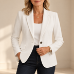 Women's white fitted single-button blazer