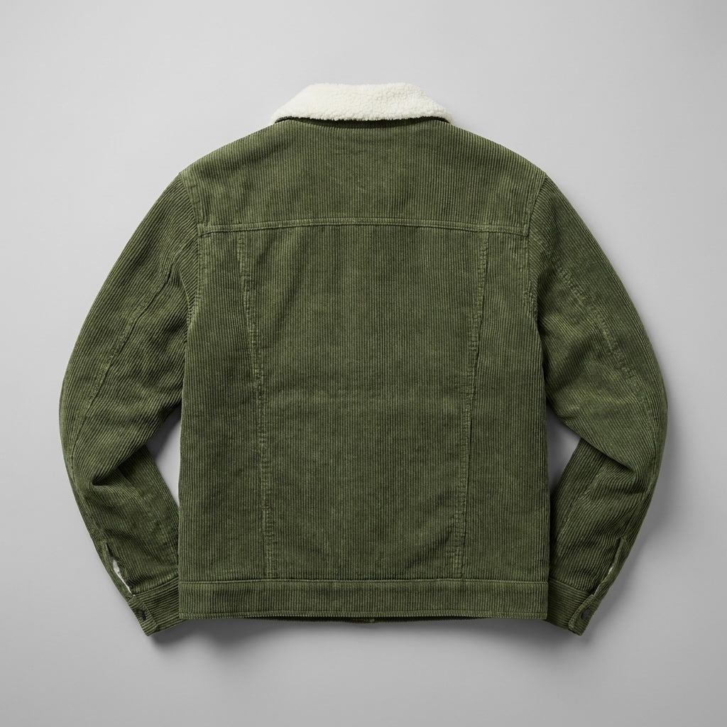 Men's Corduroy Jacket- Fleece Lining and Button Front