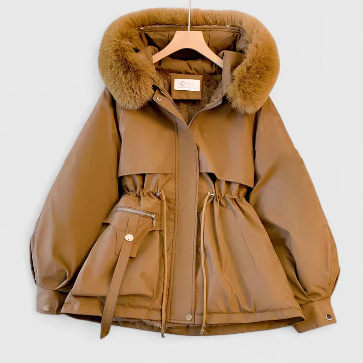 Women's Padded Jacket - Faux-Fur Trim Hooded Coat