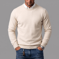Men's Crew-Neck Jumper- Ribbed Trim and Knit Finish